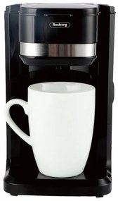 Разопакован: Кафемашина Rosberg R51170D, 350W, 150 ml, Включена чаша, Автоматично изключване, Черен