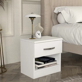 Нощно шкафче Lube TopMebel от меламин в бял цвят 40x28,2x40cm