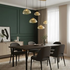 Хотелски шик висяща лампа месинг с кехлибарено стъкло 5 светлини - Gus