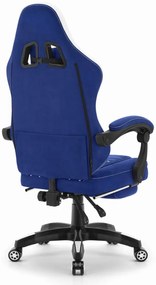 Удобен геймърски и офис стол HC-1015 с поставка за крака - син