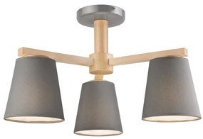 Плафон ELLIE 3xE27/60W/230V сив/бук, приспособен към таван