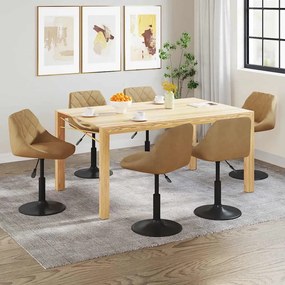 3088800 vidaXL Въртящи се трапезни столове, 6 бр, кафяви, кадифе