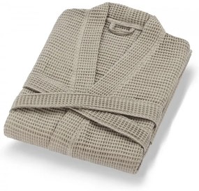 Бежов памучен халат за баня размер XL Mia Waffle - Foutastic