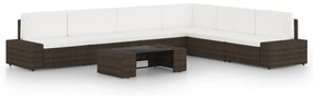 3067159 vidaXL Градински комплект с възглавници, 7 части, кафяв полиратан