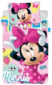 Розово памучно детско спално бельо за детско креватче 100x135 cm Minnie "Sweet" – Jerry Fabrics
