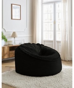 Черен пуф от рипсено кадифе Socrate – Bobochic Paris