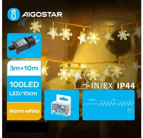 Aigostar - LED Екстериорни Коледни лампички 100xLED/8 функции 13m IP44 топло бял