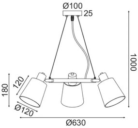 Висящ таван Осветление Norma 3лампа-Mauro