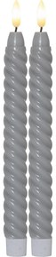 Комплект от 2 LED свещи от сив восък, височина 25 см Flamme Swirl Antique - Star Trading