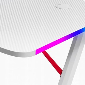 Бяла геймърска PC маса с RGB LED осветление Šírka: 140 cm