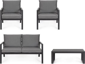 Антрацитен алуминиев градински комплект за отдих за 4 Hilde – Bizzotto
