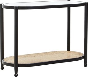 Черна/в естествен цвят конзолна маса със стъклен плот 49x100 cm Cebu – Premier Housewares