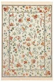 Кремав килим от вискоза 95x140 cm Oriental Flowers – Nouristan
