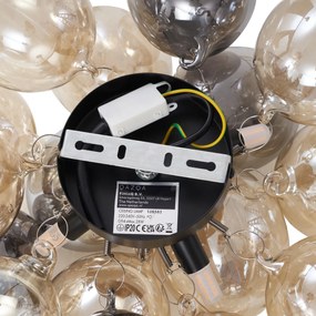 Дизайнерско таванно осветление черно с кехлибарено и опушено стъкло 4-светлинно - Uvas