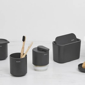 Кошче за отпадъци за баня Brabantia MindSet 1005688, Минерално покритие, Люлеещ се капак, Тъмносив