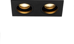 Интелигентен вграден прожектор черен правоъгълен регулируем вкл. 2 WiFi GU10 - Chuck