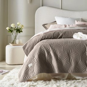 Кафява велурена покривка за легло Feel 220 x 240 cm