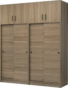 Четирикрилен гардероб Regio TopMebel с плъзгащи врати в цвят орех 200x60x240cm