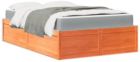 3281948 vidaXL Легло с матрак, восъчнокафяв, 140x190 см, борово дърво масив