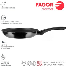 Тиган FAGOR Indutherm Черен Емайлирана Стомана (Ø 26 cm)