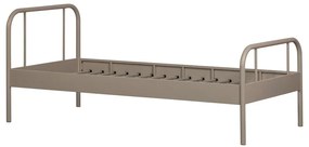 Бежово метално единично легло с включена подматрачна рамка 90x200 cm Mata – WOOOD