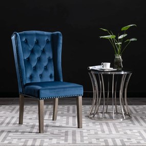 3055849 vidaXL Трапезни столове, 6 бр, сини, кадифе