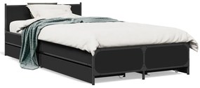 3279972 vidaXL Рамка за легло с чекмеджета, черна, 75x190 см, инженерно дърво