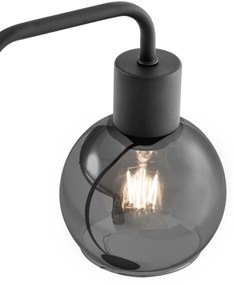 Арт Деко настолна лампа черна с опушено стъкло - Vidro