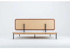 Тапицирано двойно легло от дъбова дървесина с решетка в кафяв/естествен цвят 180x200 cm Fina - Gazzda