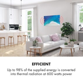 Klarstein Wonderwall Air Stand, инфрачервен отоплител, 101 x 60 см, 600 W, инсталиране на стена, дистанционно управление