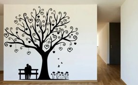 Интериорен стикер за стена с мотив на влюбена двойка под дървото на любовта 100 x 100 cm