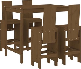 3157778 vidaXL Градински бар комплект от 5 части, меденокафяв, бор масив