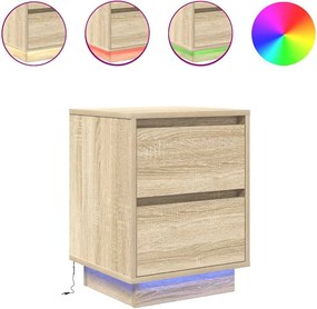 861288 vidaXL Нощни шкафчета с LED осветление 2 бр. дъб сонома 38x34x50 cm
