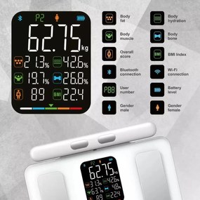 Кантар - анализатор Klausberg KB 7857, До 180 кг, Bluetooth, Android/iOS, LCD дисплей, 14 телесни стойности, Бял