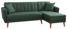 Тъмнозелен ъглов разтегателен диван (десен ъгъл) Aqua – Balcab Home
