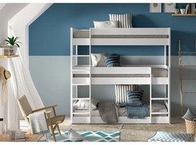 Бяло триетажно легло от борова дървесина 90x200 cm Scott - Vipack