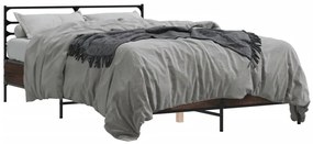 3280046 vidaXL Рамка за легло, кафяв дъб, 140x200 см, инженерно дърво и метал