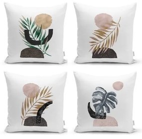 Комплект от 4 декоративни калъфки за възглавници Geometric Leaf, 45 x 45 cm - Minimalist Cushion Covers