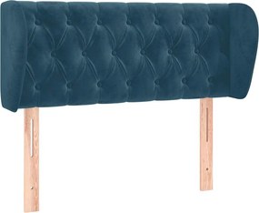 3117526 vidaXL Горна табла за легло с уши, тъмносиня, 103x23x78/88 см, кадифе