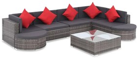 44431 vidaXL Градински комплект с възглавници, 8 части, полиратан, сив