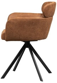 Тапициран трапезен стол с подлакътници в цвят кафяв коняк Fenne – WOOOD