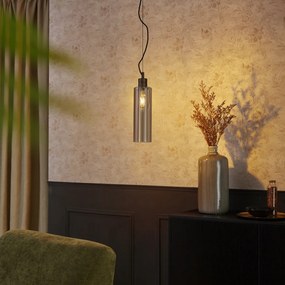 Хотелски шик висяща лампа тъмен бронз с кехлибарено стъкло - Stavelot