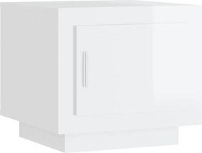 811805 vidaXL Кафе маса, бял гланц, 51x50x45 см, инженерно дърво