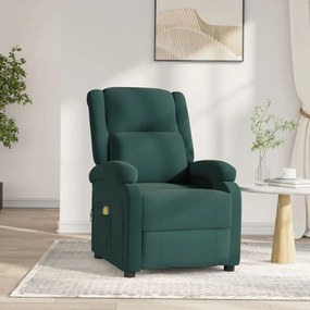 3098406 vidaXL Електрически масажен стол, тъмнозелена, кадифе
