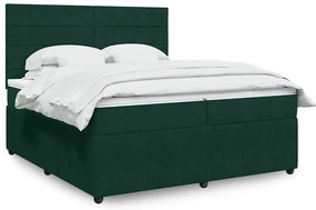 3292433 vidaXL Боксспринг легло с матрак, тъмнозелено, 200x200 см, кадифе