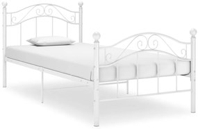 324989 vidaXL Рамка за легло, бяла, метал, 90x200 см