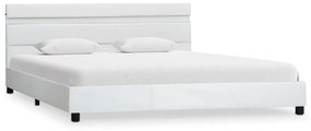 284788 vidaXL Рамка за легло с LED, бяла, изкуствена кожа, 120x200 cм