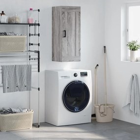 830506 vidaXL Стенен шкаф, сив сонома, 34,5x34x90 см, инженерно дърво