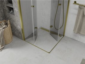 Mexen Lima Дуо сгъваема душ кабина 90 x 90 см, прозрачна, златна - 856-090-090-50-00-02