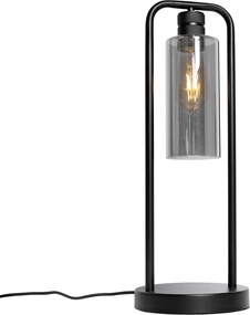 Модерна настолна лампа черна с опушено стъкло - Stavelot